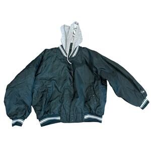 Vintage Dunlop Full Zip Quilted Hooded Jacket Size XX-Large XXL Black Gray